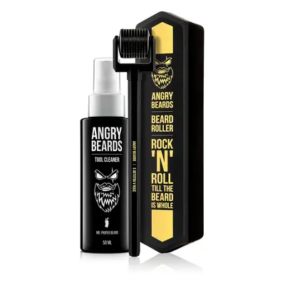 Angry Beards Váleček na růst vousů s čističem (Beard Roller & Tool Cleaner) 50 ml