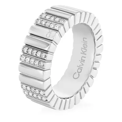 Calvin Klein Módní ocelový prsten s krystaly Minimalistic Metal 35000440 56 mm