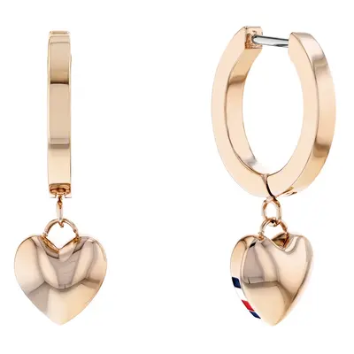 Tommy Hilfiger Moderní bronzové náušnice kruhy s přívěsky Hanging Heart 2780666