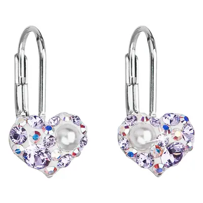 Evolution Group Srdíčkové náušnice s krystaly Swarovski 31125.9 violet