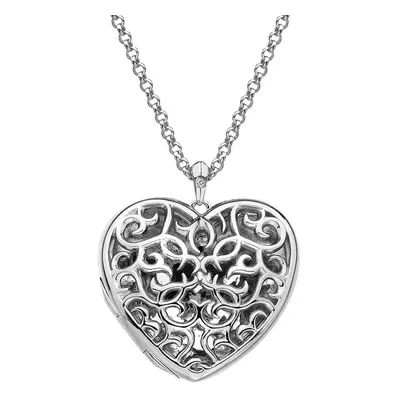 Hot Diamonds Něžný náhrdelník pro ženy Large Heart Filigree Locket DP669 (řetízek, přívěsek)