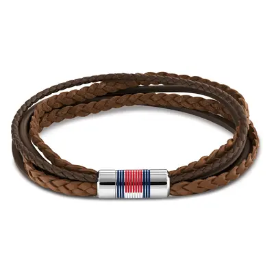 Tommy Hilfiger Luxusní pánský náramek z hnědé kůže Multi Layer 2790425