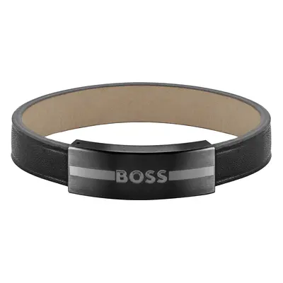 Hugo Boss Fashion kožený černý náramek 1580490 19 cm