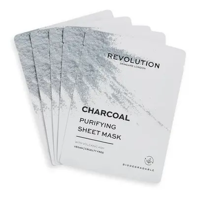 Revolution Skincare Sada pleťových masek s černým uhlím Biodegradable (Purifying Charcoal Sheet 