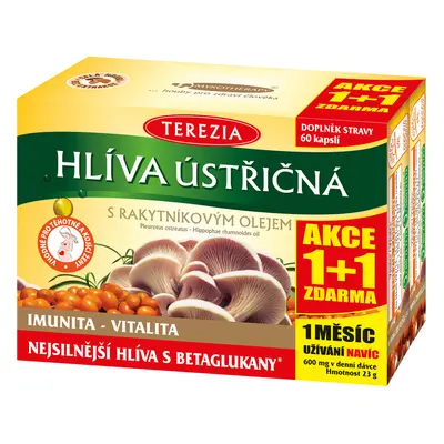 Terezia Company Hlíva ústřičná se 100% rakytníkovým olejem 60 kapslí + 60 kapslí ZDARMA