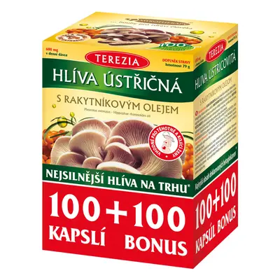 Terezia Company Hlíva ústřičná se 100% rakytníkovým olejem 100 kapslí + 100 kapslí ZDARMA