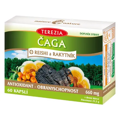 Terezia Company Čaga + reishi a rakytník 60 kapslí