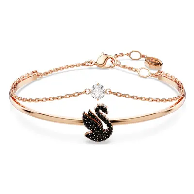 Swarovski Elegantní dvojitý bronzový náramek s krystaly Iconic Swan 5678048 17 cm