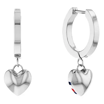 Tommy Hilfiger Moderní ocelové náušnice kruhy s přívěsky Hanging Heart 2780664