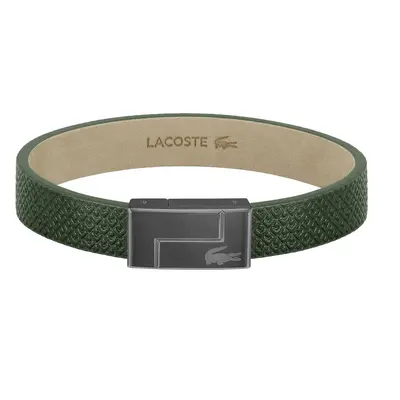 Lacoste Zelený kožený náramek Monogram Leather 2040186 17,5 cm