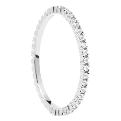 PDPAOLA Minimalistický prsten ze stříbra s třpytivými zirkony White Essential Silver AN02-347 mm