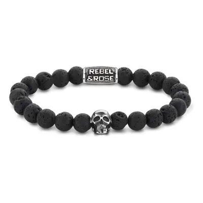 Rebel&Rose Korálkový náramek Skull Black Moon RR-SK001-S 17,5 cm