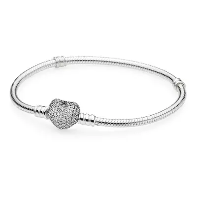 Pandora Stříbrný náramek s třpytícím srdcem 590727CZ cm