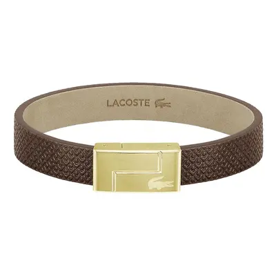 Lacoste Hnědý kožený náramek Monogram Leather 2040187 17,5 cm