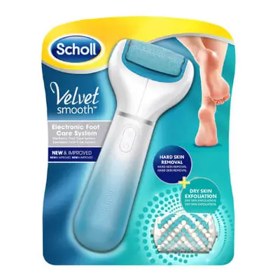 Scholl Elektrický pilník na chodidla Velvet Smooth a středně drsná rotační hlavice s mořskými mi