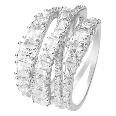 Swarovski Třpytivý trojřadý prsten Twist 55 mm