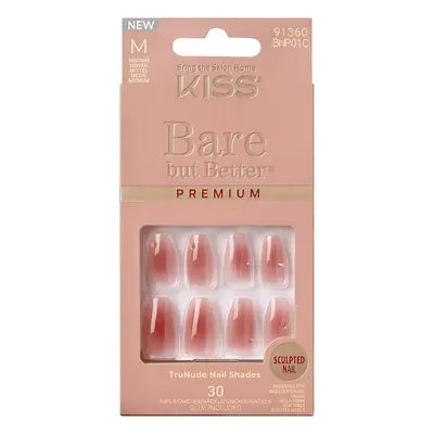 KISS Nalepovací nehty Bare-But-Better Premium Nails - Shine 30 ks