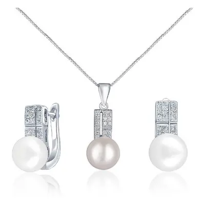 JwL Luxury Pearls Zvýhodněná perlová souprava šperků JL0644 a JL0645 (náhrdelník, náušnice)