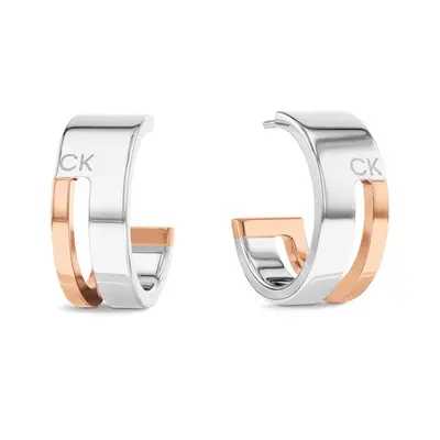 Calvin Klein Nadčasové kruhové bicolor náušnice Geometric Essentials 35000678