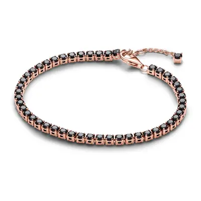 Pandora Pozlacený tenisový náramek s černými krystaly Rose Timeless 581469C02 20 cm