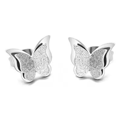 Troli Ocelové motýlí náušnice Metal Butterfly KES-048-SIL