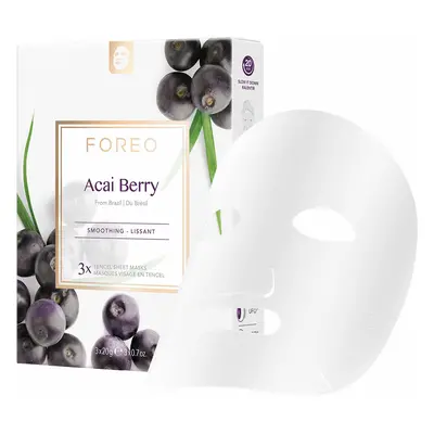 Foreo Vyhlazující plátýnková maska pro zralou pleť Acai Berry (Smoothing Sheet Mask) 3 x 20 g