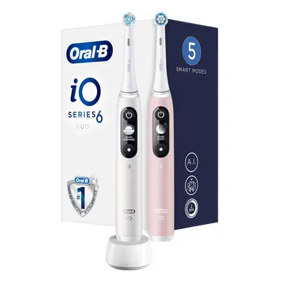 Oral B Elektrický zubní kartáček iO6 Series Duo Pack White/Pink Sand Extra Handle 2 ks