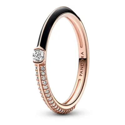 Pandora Pozlacený prsten se zirkony a glazurou Rose Me 182528C01 54 mm