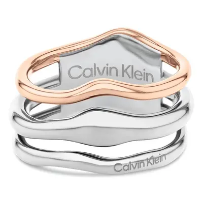 Calvin Klein Módní dámský bicolor prsten z oceli CK Wavy 35000651 54 mm