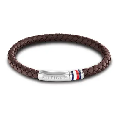 Tommy Hilfiger Hnědý kožený náramek s ocelovým zapínáním