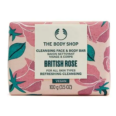 The Body Shop Tuhé mýdlo na obličej a tělo British Rose (Cleansing Face & Body Bar) 100 g