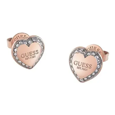 Guess Blyštivé srdíčkové náušnice Fine Heart JUBE01427JWRGT/U