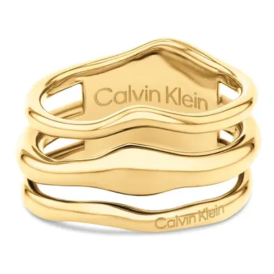 Calvin Klein Módní dámský prsten z pozlacené oceli CK Wavy 35000723 56 mm