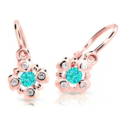 Cutie Jewellery Třpytivé dětské náušnice z růžového zlata C2253-10-X-4 světle zelená