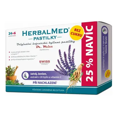 Simply You HerbalMed pastilky Dr. Weiss při nachlazení bez cukru 24 pastilek + 6 pastilek ZDARMA