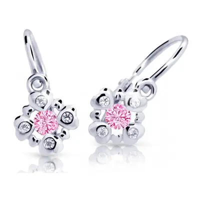 Cutie Jewellery Třpytivé dětské náušnice z bílého zlata C2253-10-X-2 růžová