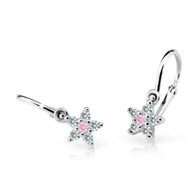 Cutie Jewellery Třpytivé dětské náušnice z bílého zlata C2118-10-X-2 růžová