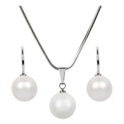 Levien Sada náhrdelníku a náušnic Pearl Pearlescent White SET-041