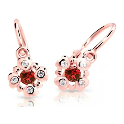 Cutie Jewellery Třpytivé dětské náušnice z růžového zlata C2253-10-X-4 červená