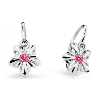 Cutie Jewellery Dětské kytičkové náušnice z bílého zlata C2238-10-X-2 fuchsiová