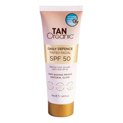 Tan Organic Tónovaný opalovací krém na obličej SPF 50 Daily Defence (Tinted Facial Sunscreen) 50