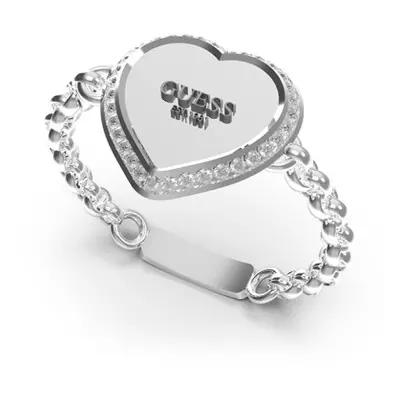 Guess Nápaditý ocelový prsten se srdíčkem Fine Heart JUBR01429JWRH mm