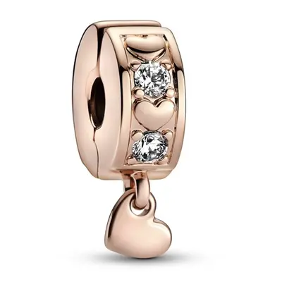 Pandora Bronzový klipový korálek Rose Zavěšené srdce 782253C01