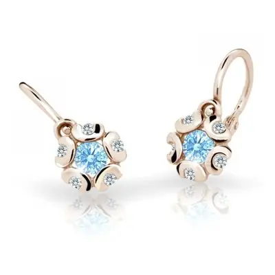 Cutie Jewellery Dětské náušnice z růžového zlata C2178-10-X-4 světle modrá