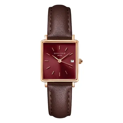 Rosefield Boxy XS Burgundy Sunray Dark Brown Leather Rose Gold QBBLR-Q56