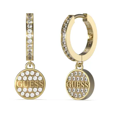 Guess Oslnivé pozlacené náušnice Huggie Me JUBE03137JWYGT/U