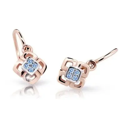 Cutie Jewellery Dětské bicolor náušnice z růžového zlata C2240-10-X-4 světle modrá