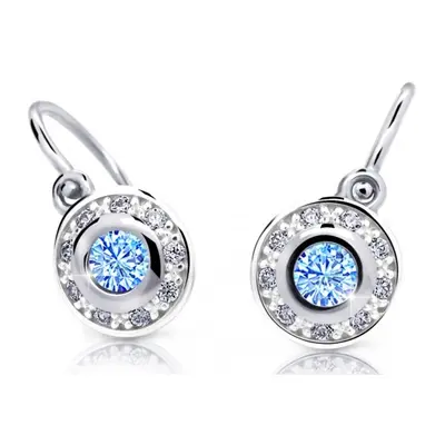 Cutie Jewellery Třpytivé dětské náušnice z bílého zlata C2400-10-X-2 světle modrá