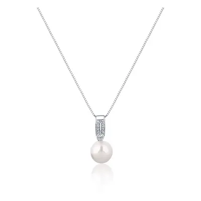 JwL Luxury Pearls Elegantní náhrdelník s pravou perlou a zirkony JL0748 (řetízek, přívěsek)