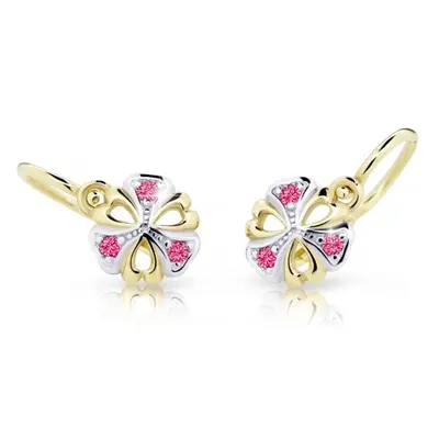 Cutie Jewellery Dětské bicolor náušnice ze žlutého zlata C2230-10-X-1 fuchsiová